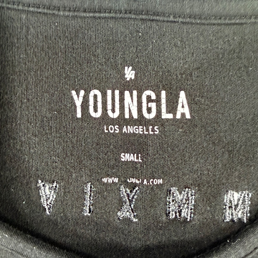 YoungLA 301 Flatboy Heavy Tank Top Mens Small Black Curved Hem Embroidered Logo - Picture 4 of 9